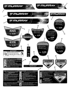 Decals Diagram and Parts List for 2008 Briggs and Stratton Lawn Mower